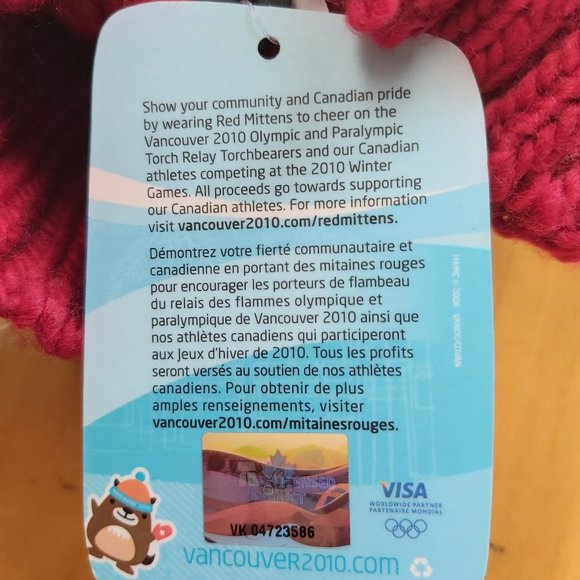 Vancouver Winter Olympics 2010 Red Canada Mittens (L/G) - Picture 5 of 5